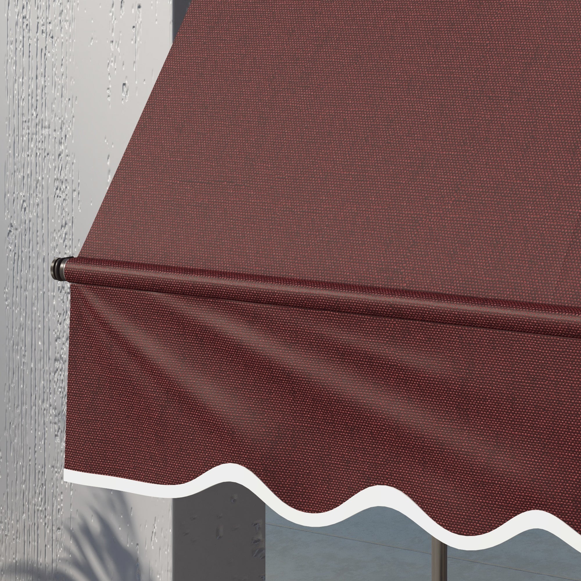 Outsunny 10' x 3' Manual Retractable Awning, Non-Screw Freestanding Patio Awning, UV Resistant, for Window or Door, Wine Red