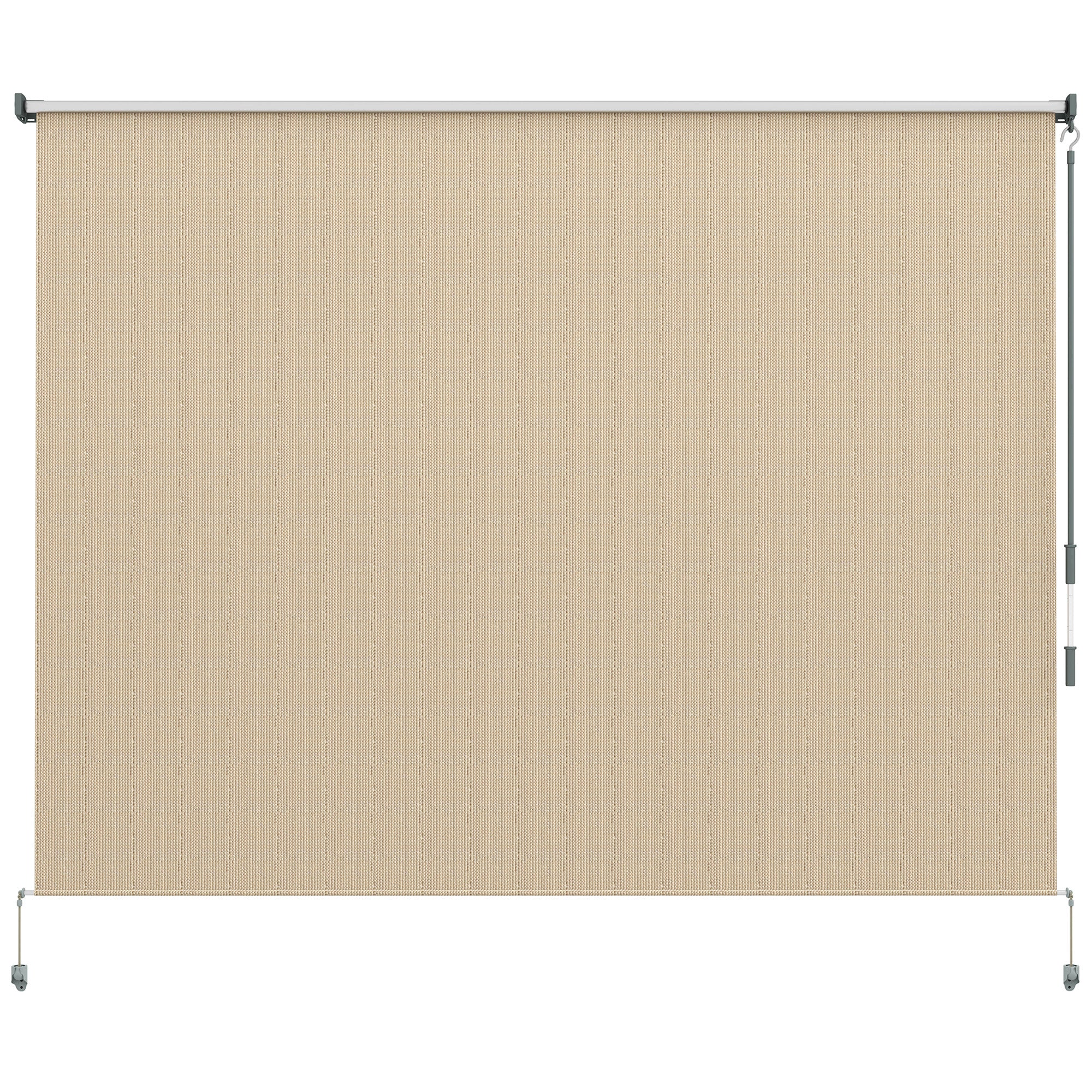 Outsunny 8' x 6' Patio Door Blinds, Outdoor Roller Shades, Cordless Roll Up Shade for Porch Gazebo, Beige