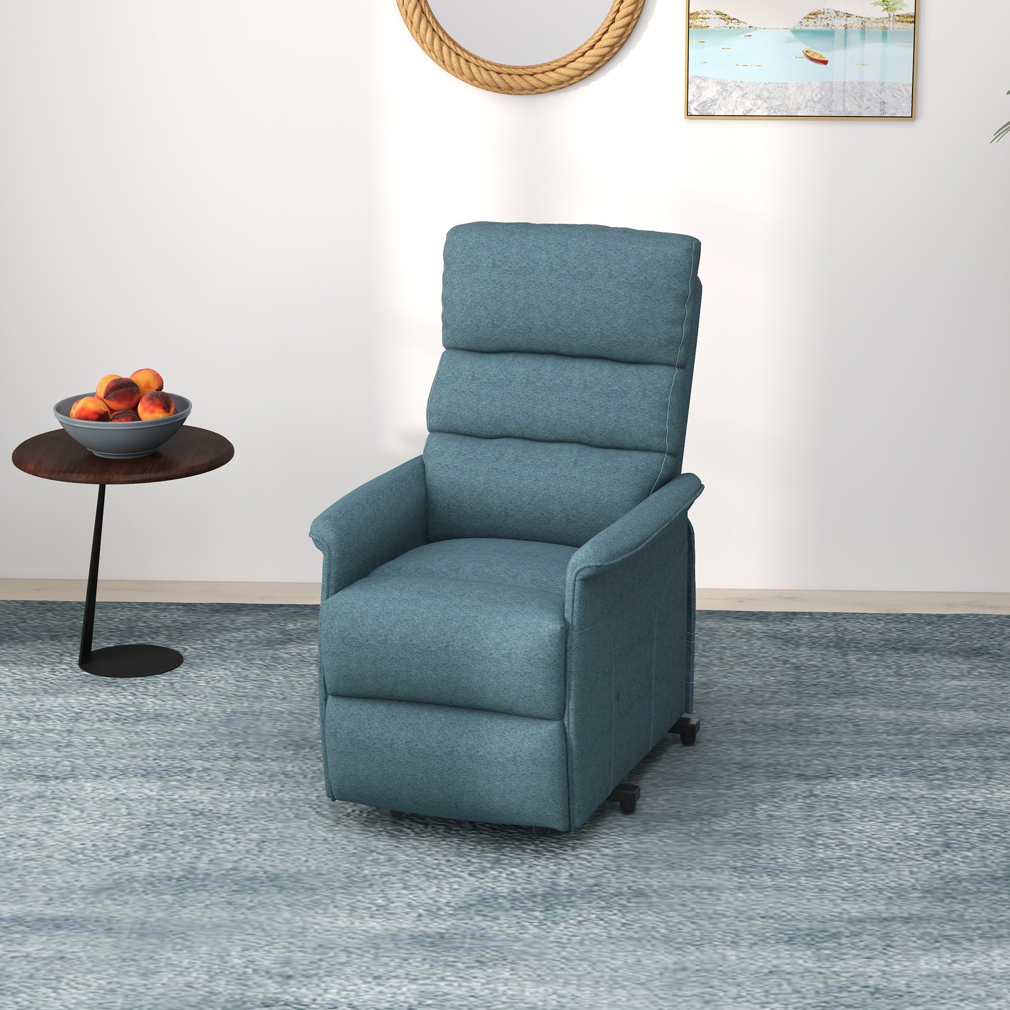 HOMCOM Lift Chair for Elderly, Power Chair Recliner with Remote Control, Side Pockets for Living Room, Blue