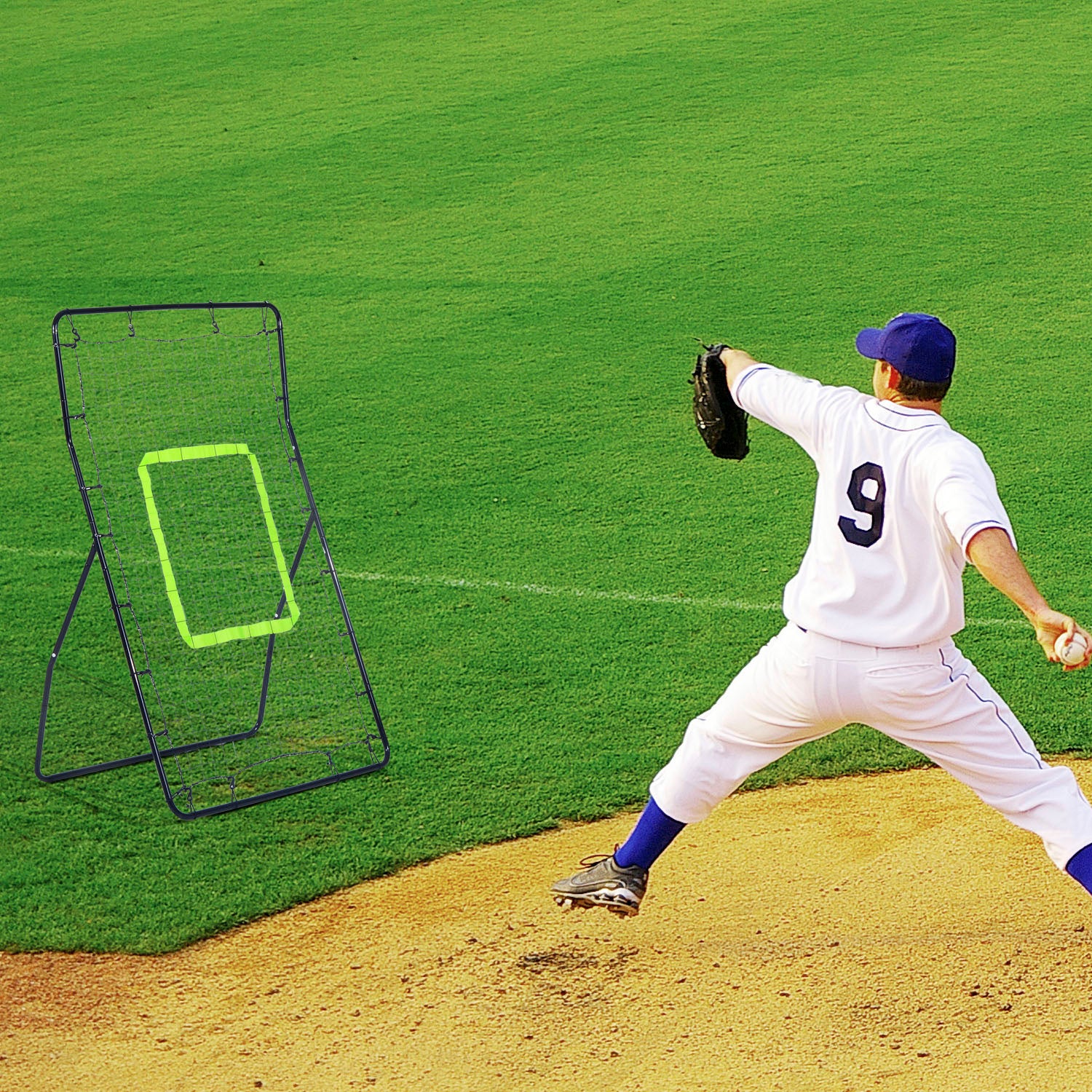 Soozier Multi-use Pitchback Rebounder Net Sports Throwing, Pitching and Fielding Trainer Screen Target Netting