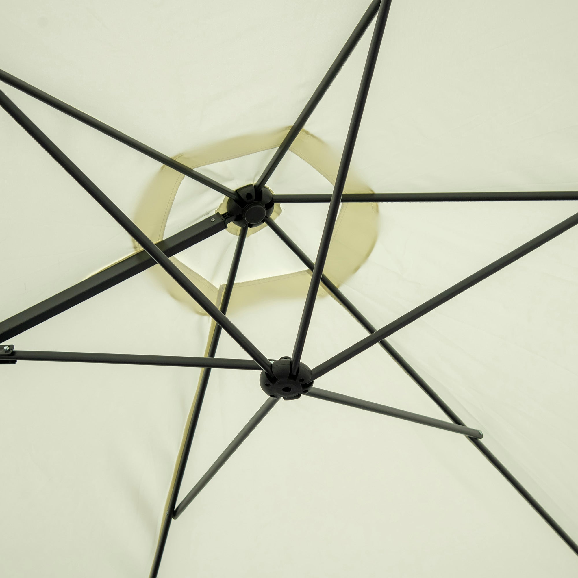 Outsunny 8.5FT Offset Patio Umbrella with 360° Rotation, Outdoor Cantilever Roma Parasol Hanging Sun Shade Canopy Shelter with Cross Base, Beige