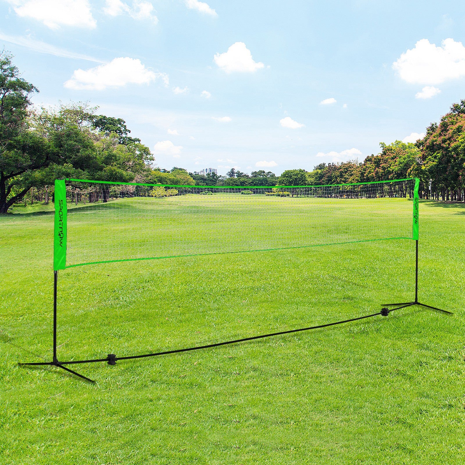 Soozier Portable Badminton Set, Pickleball Volleyball Net with 3 Shuttlecocks, 4 Rackets, for Indoor Outdoor, Beach, Backyard
