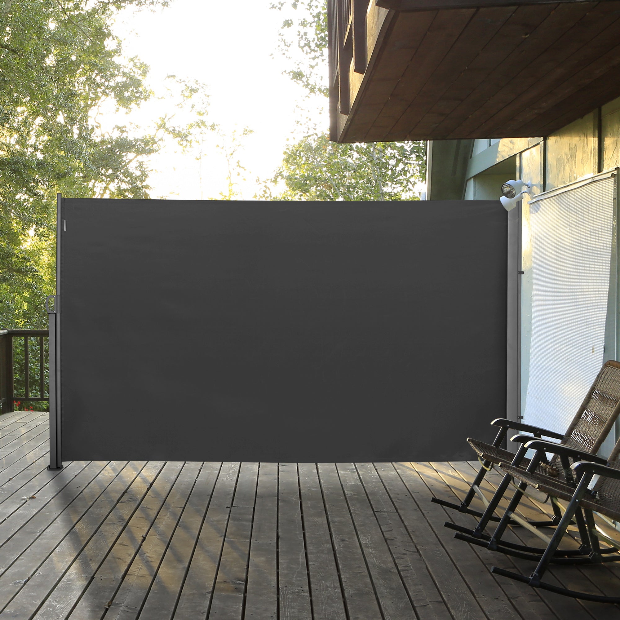 Outsunny 118" x 71" Outdoor Folding Privacy Screen Retractable Side Awning Patio with Resistance to UV Rays and Wind Grey