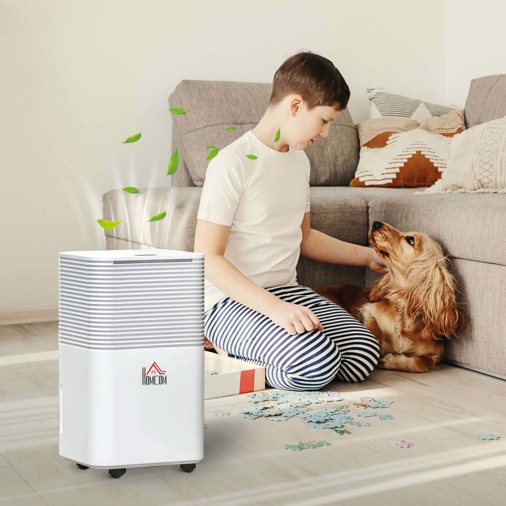 HOMCOM 1500 sq.Ft Portable Quiet Dehumidifier for Home Laundry Room Bedroom Basement, 25pt Electric Moisture Air De-Humidifier with 3 Modes