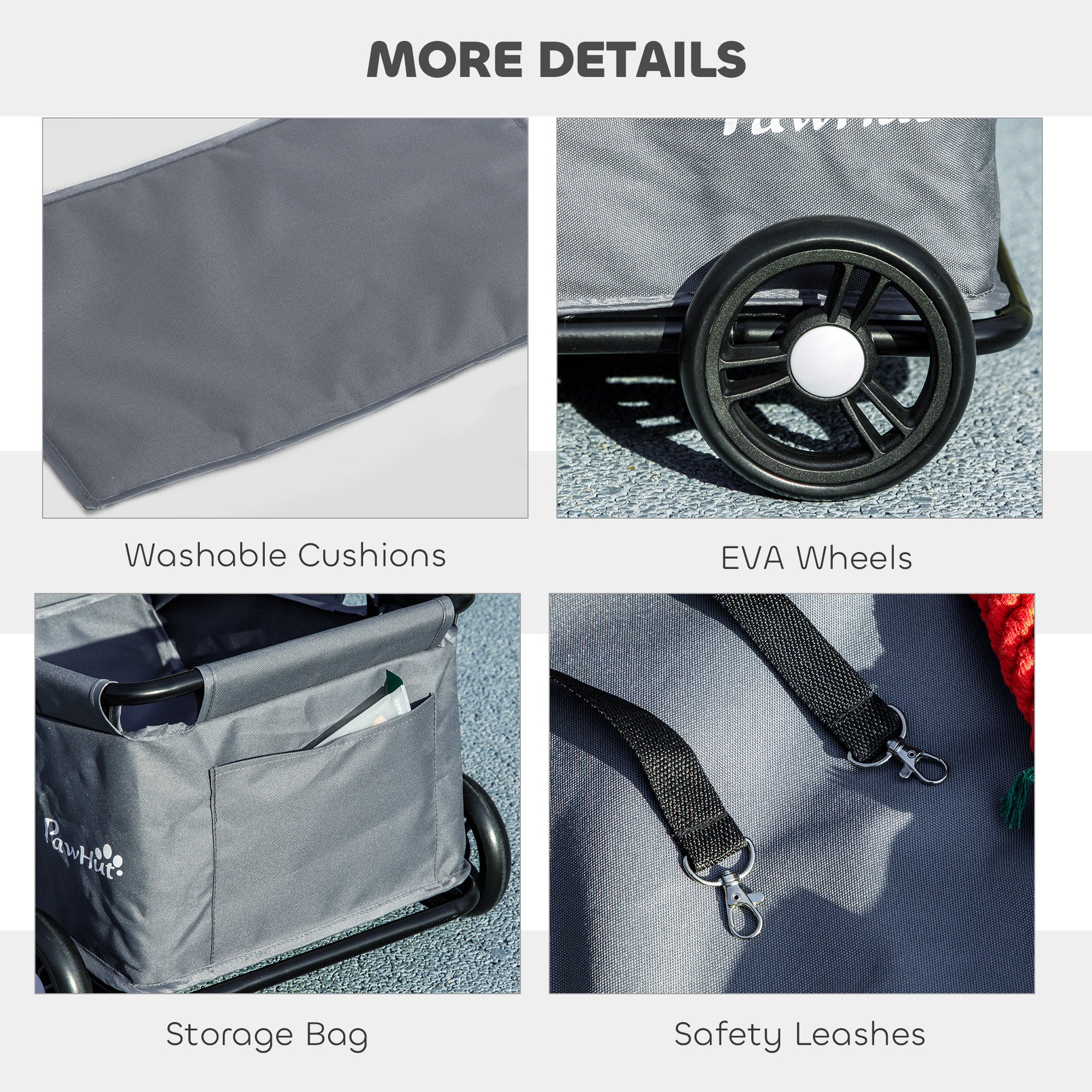 PawHut 4 Wheels Folding Lightweight Pet Stroller with Universal Handle Rod, Storage Bag, Washable Cushion for Miniature Dogs
