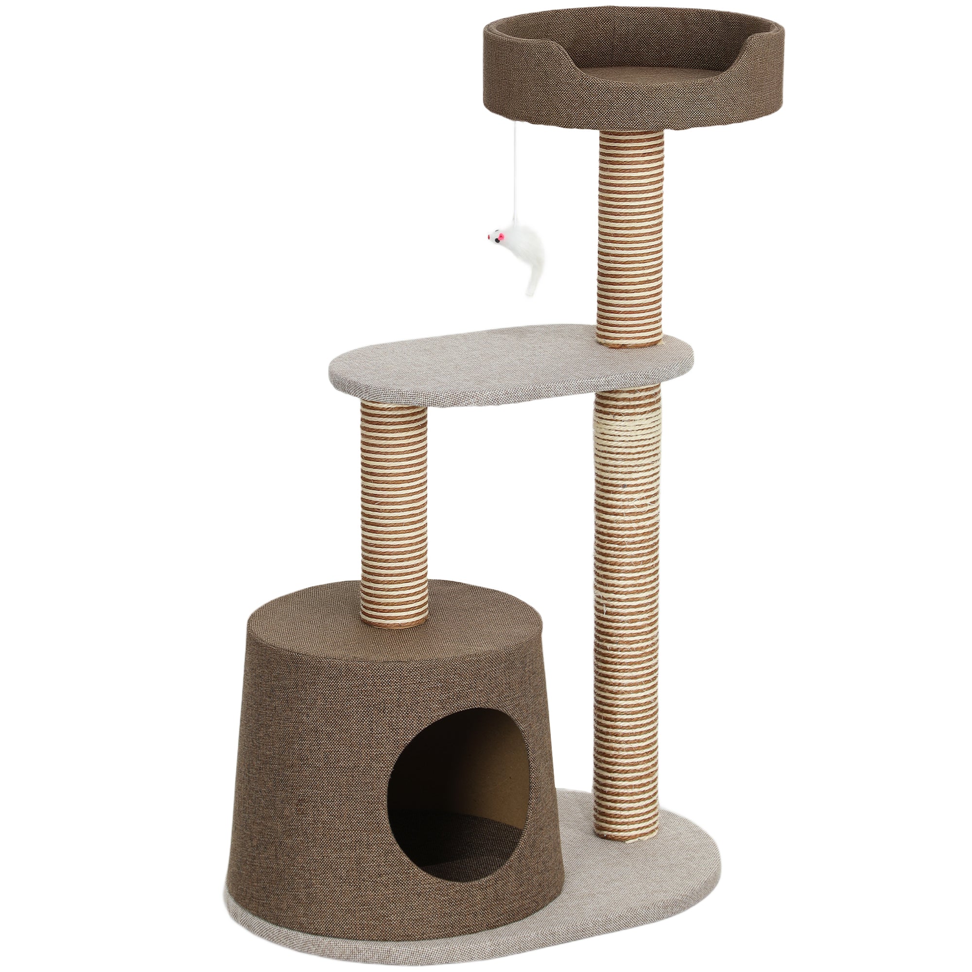 PawHut Scratching Cat Tree Post Climbing Kitten Pets Furniture with Toy, Brown