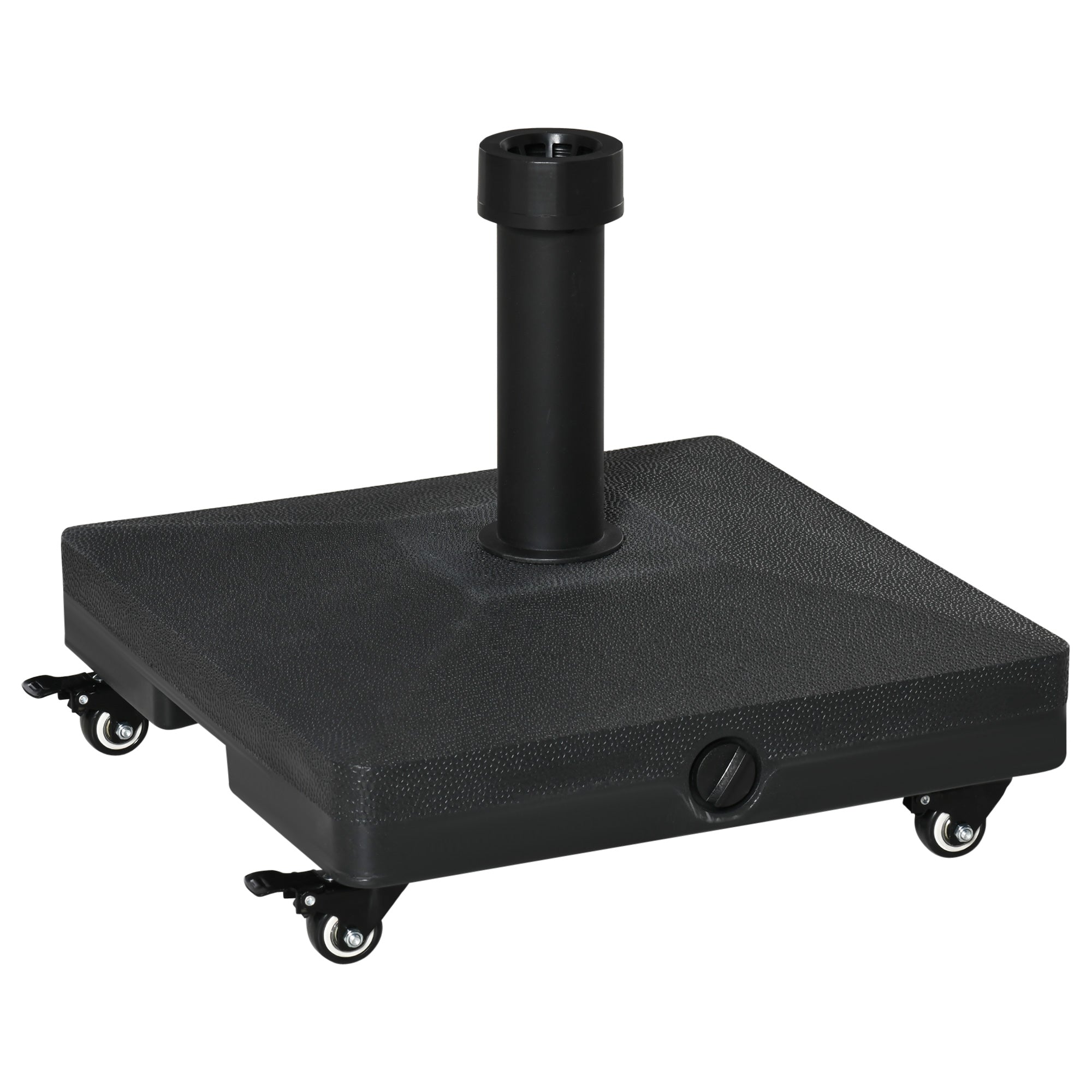 Outsunny Square Parasol Base Portable Umbrella Stand Weights for Cantilever Banana Parasol with Wheels, Water or Sand Filled, for Φ0.75'', Φ1.5'' Poles, Black