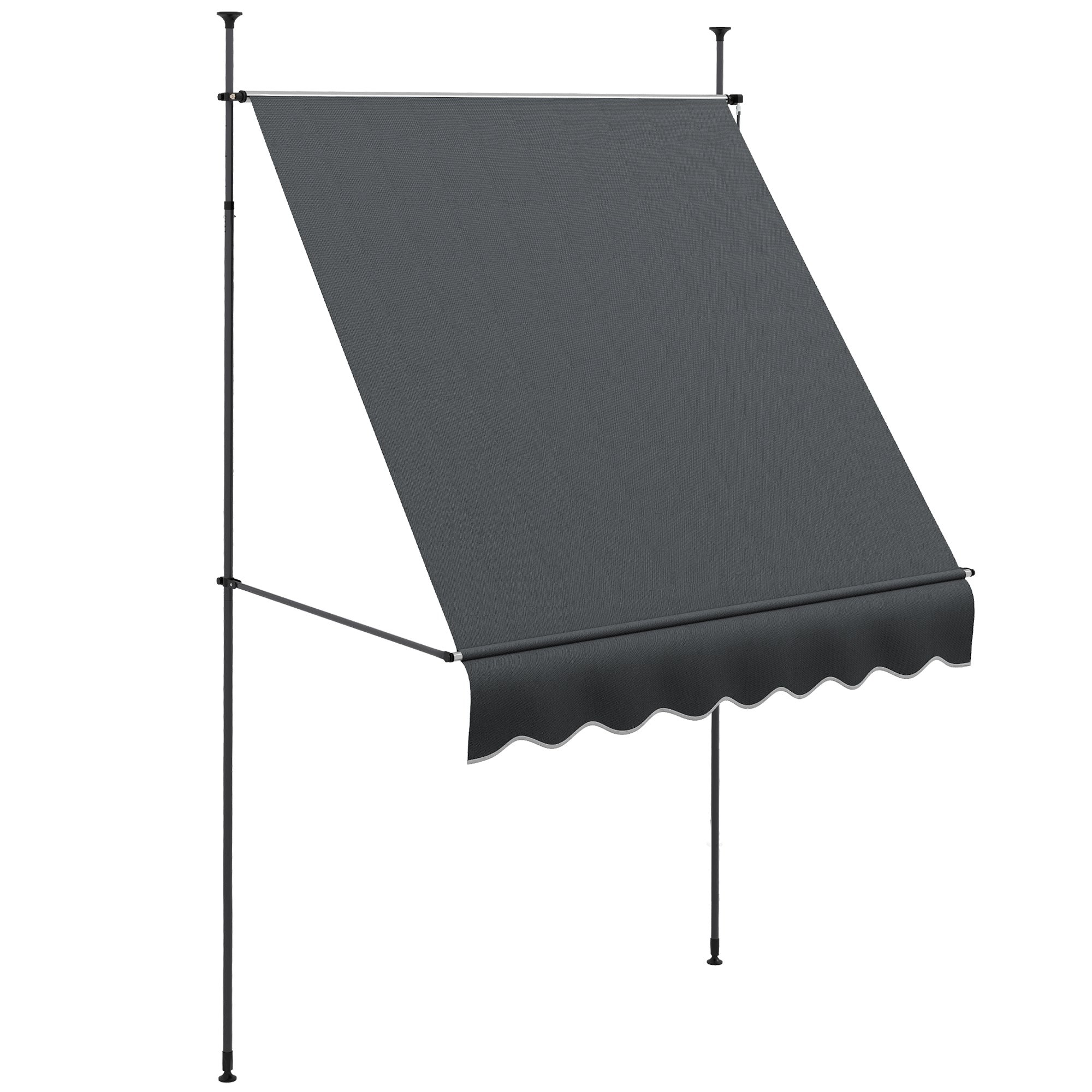 Outsunny 6.5' x 4' Manual Retractable Awning, Non-Screw Freestanding Patio Awning, UV Resistant, for Window or Door, Dark Grey