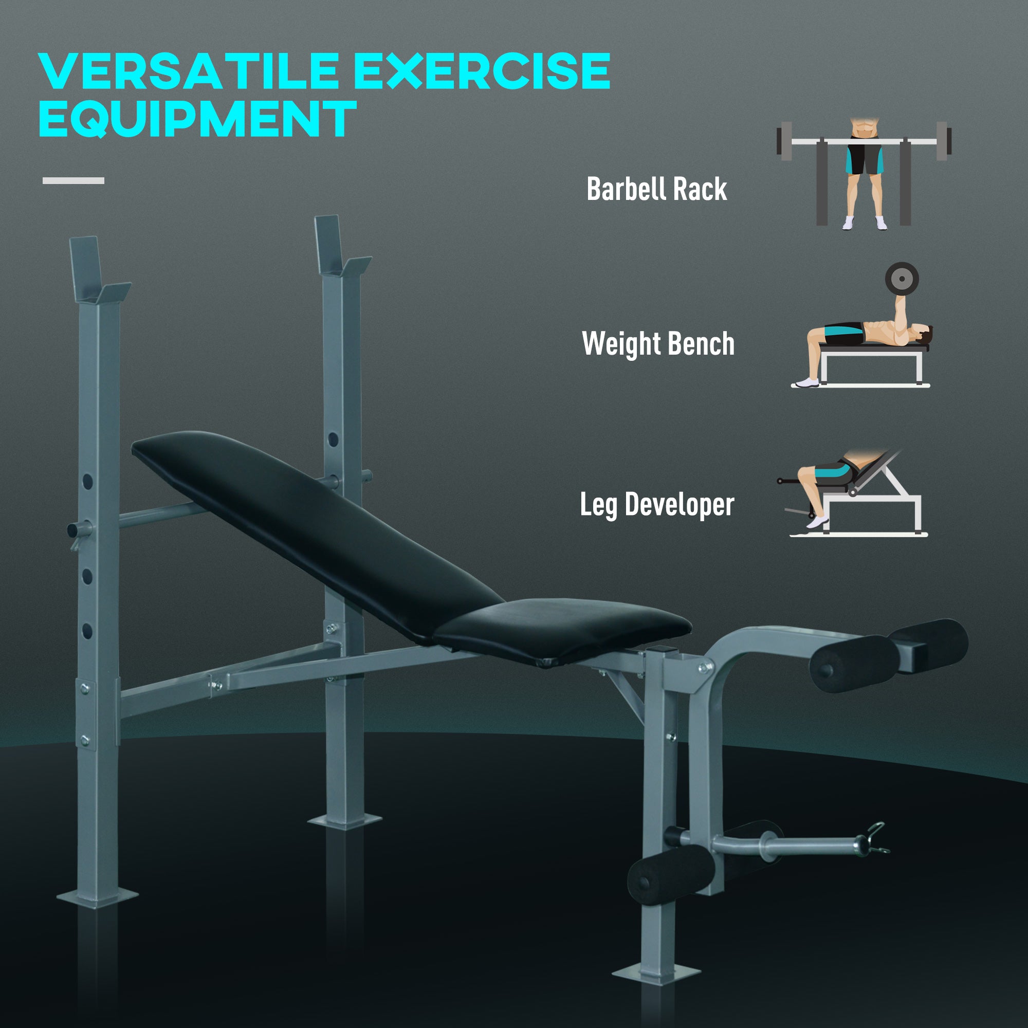 Soozier Incline Decline Weight Bench with Leg Extension and Barbell Rack, Adjustable Bench Press Weight Lifting Bench