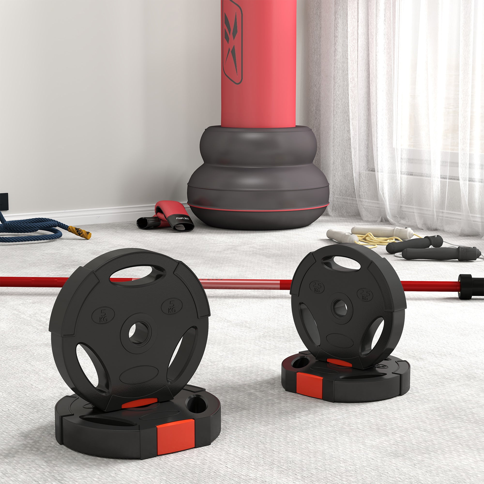 Soozier 1-Inch Weight Plates, Barbell Weights Set for Weightlifting and Strength Training, 2 x 11lbs + 2 x 5.5lbs