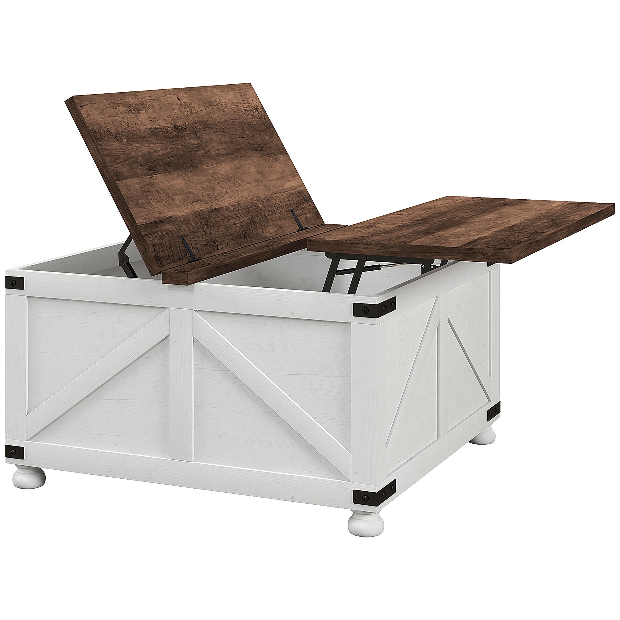 HOMCOM Coffee Table with Lift Top, 32" Farmhouse Center Table with Hidden Compartment for Living Room, Antique White