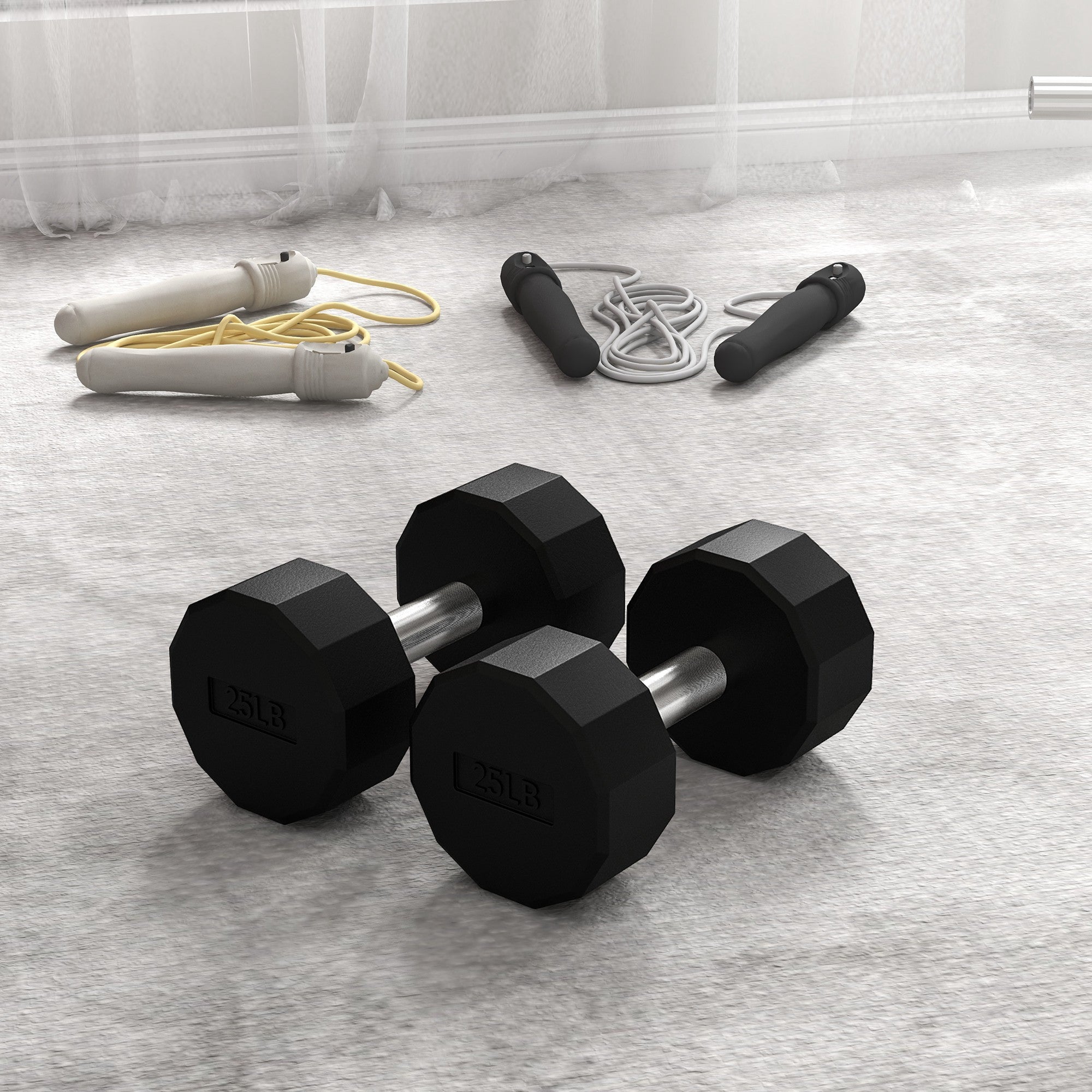 Soozier 2 x 25lbs Dumbbells Set with Non-Slip Grip, Rubber Covered Weights for Men Women Home Gym Workout