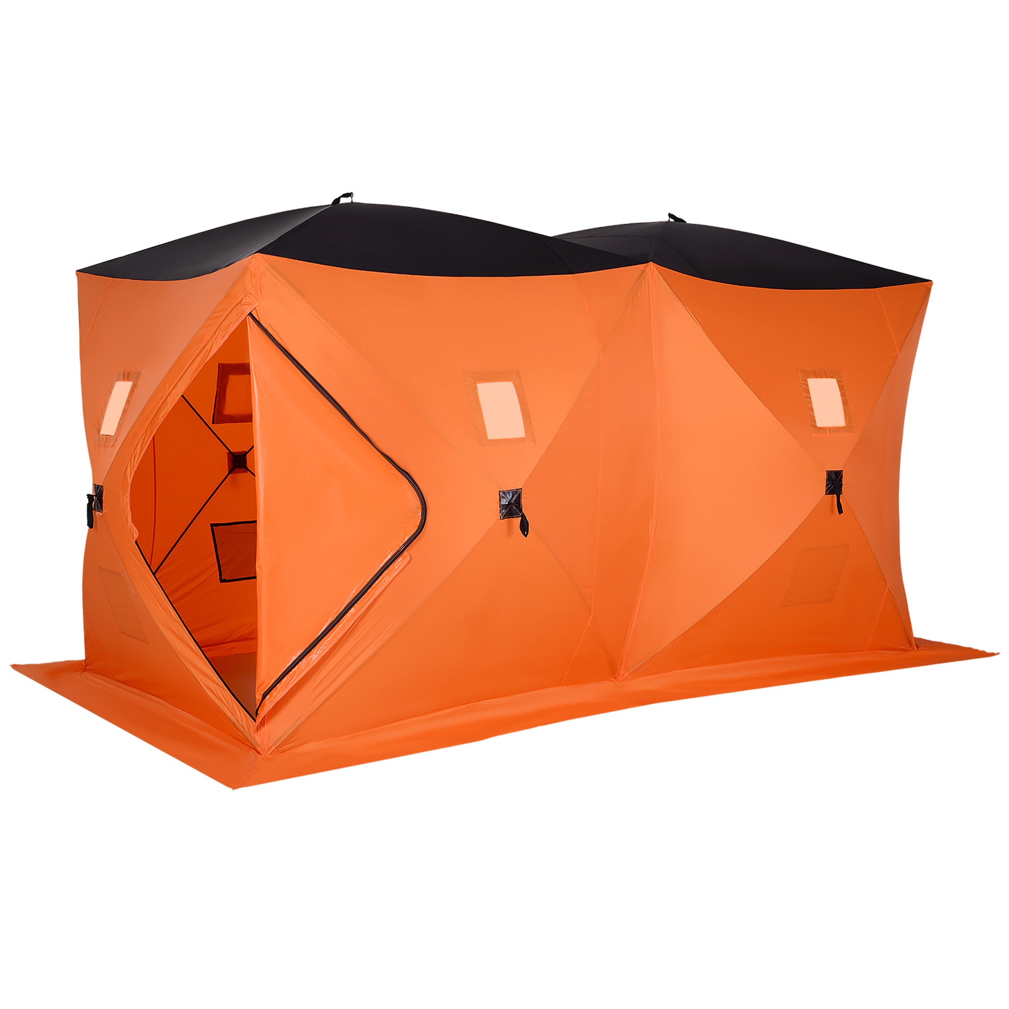 Outsunny 8-Person Pop-up Ice Fishing Shelter, Portable Ice Fishing Tent with Ventilation Windows and Carrying Bag, for Low-Temp -22℉