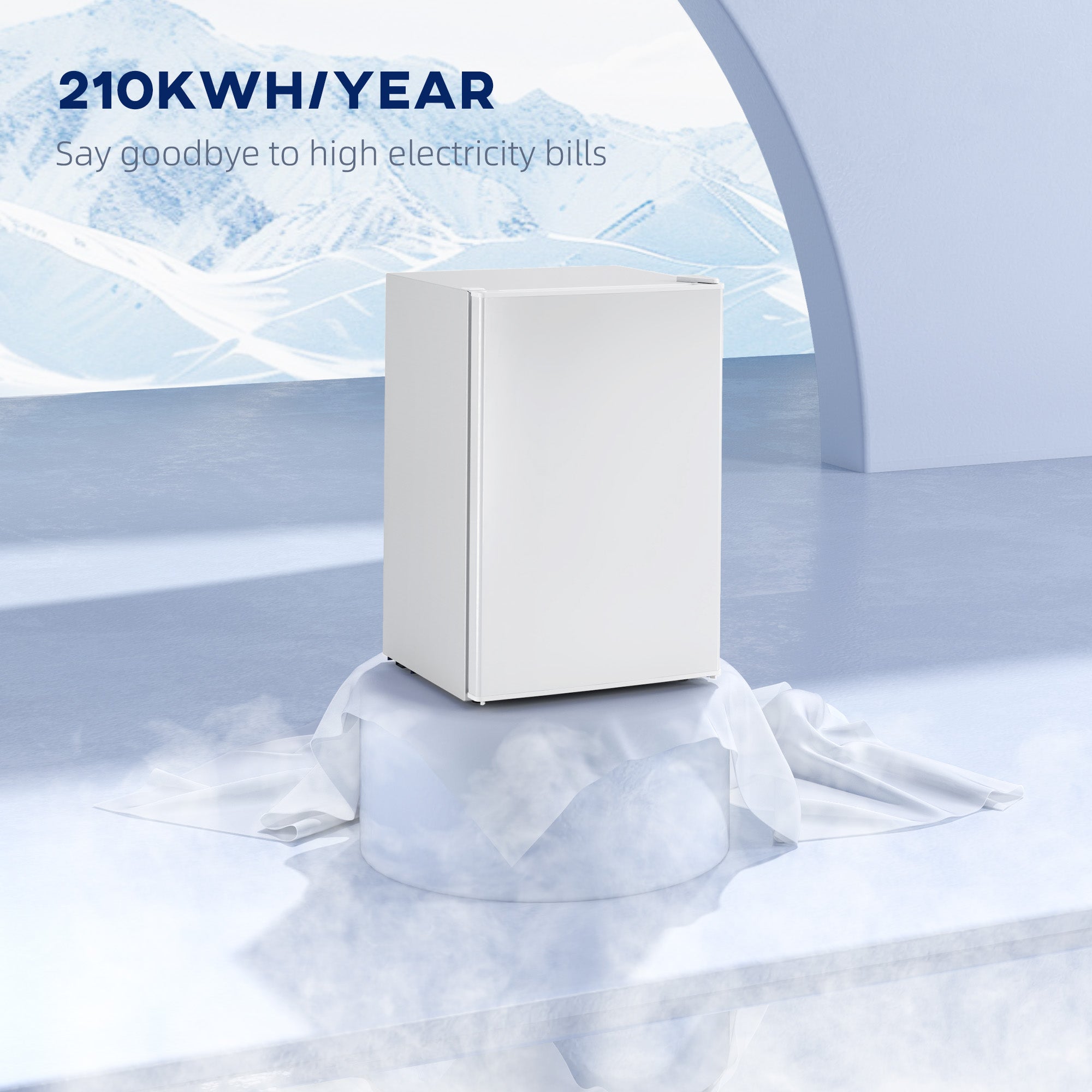 HOMCOM 2.5 Cu.Ft Mini Fridge, Single Door Compact Refrigerator with Freezer, Adjustable Thermostat, Reversible Door, White
