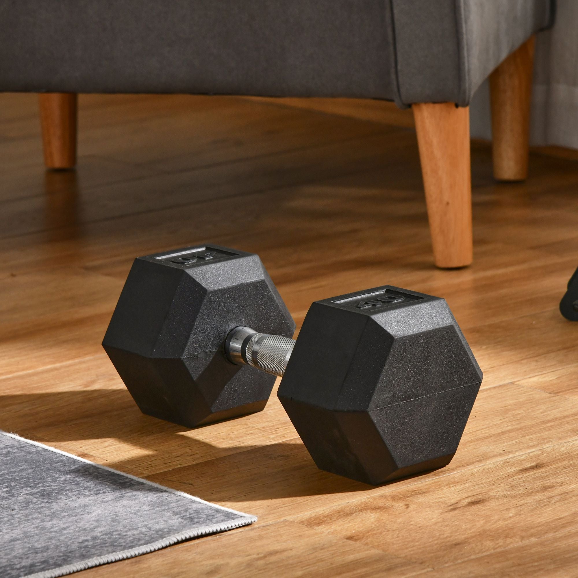 Soozier 40lbs Rubber Dumbbells Weight Dumbbell Hand Weight Barbell for Body Fitness Training for Home Office Gym, Black