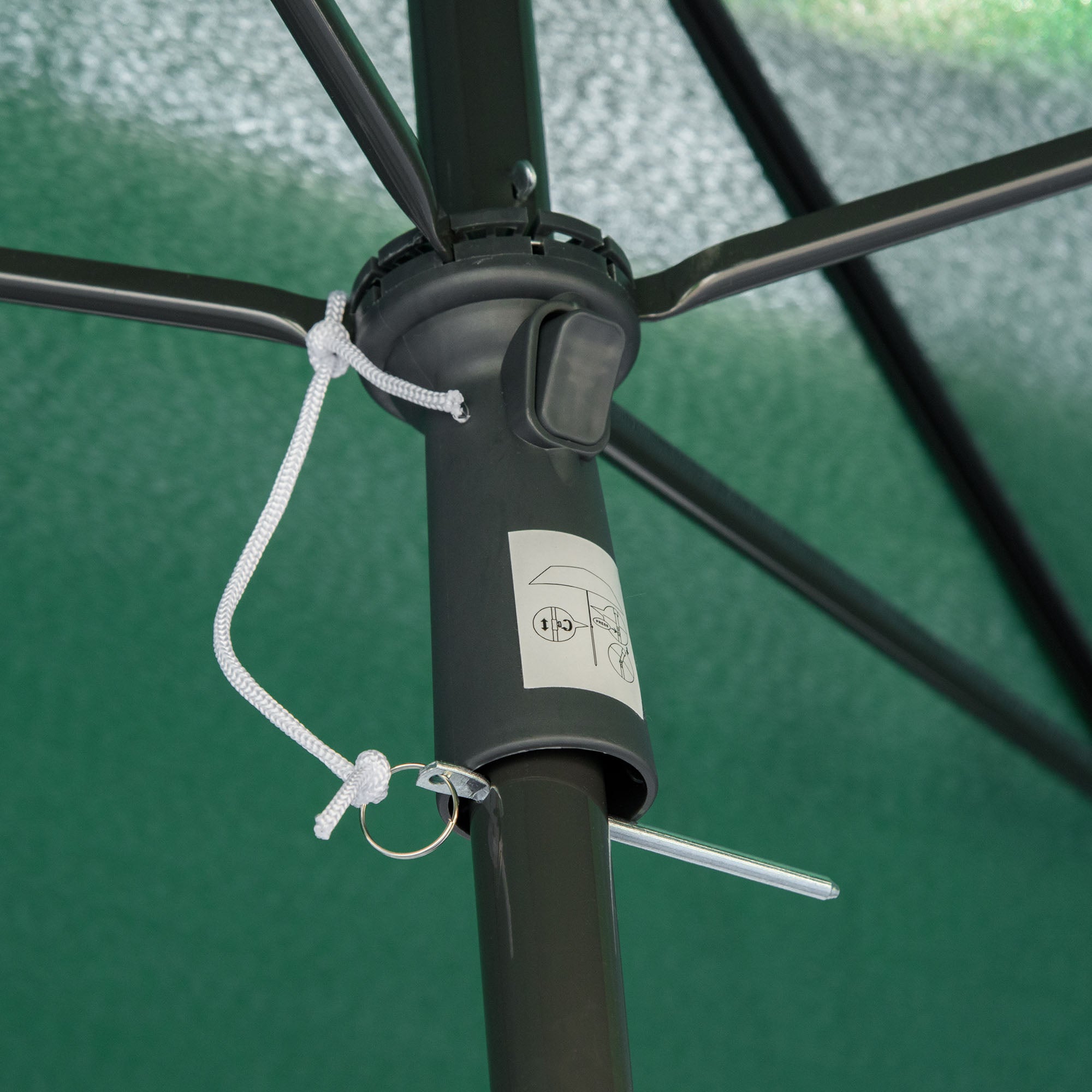 Outsunny 6.5x4ft Rectangle Patio Umbrella Aluminum Tilt Adjustable Garden Parasol Sun Shade Outdoor Canopy Green