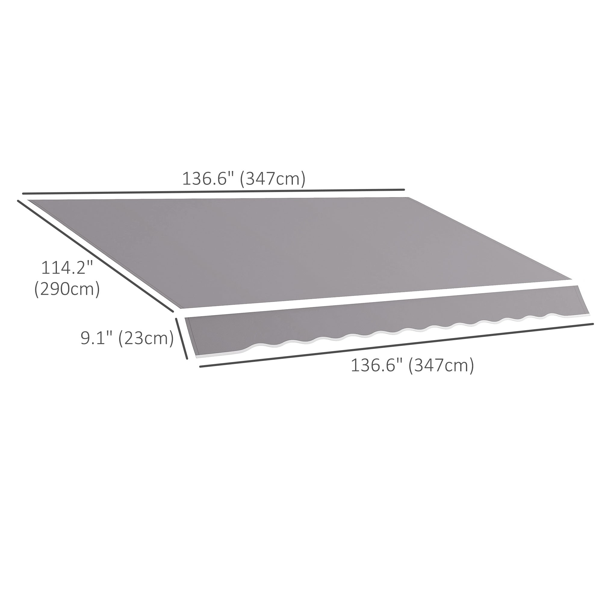 Outsunny 11' x 10' Outdoor Sunshade Canopy Awning Cover, Retractable Awning Fabric Replacement, UV Protection, Light Grey