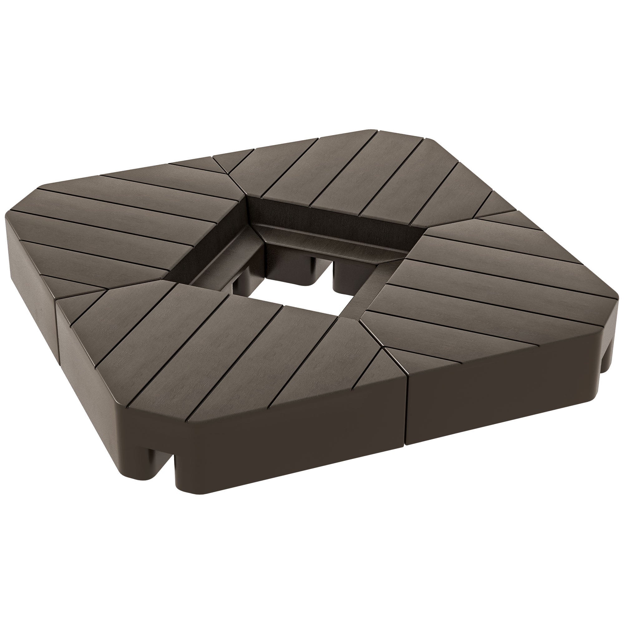 Outsunny Offset Umbrella Base Outdoor Umbrella Weights, 132 lb. Capacity Water or 176 lb. Capacity Sand, Brown