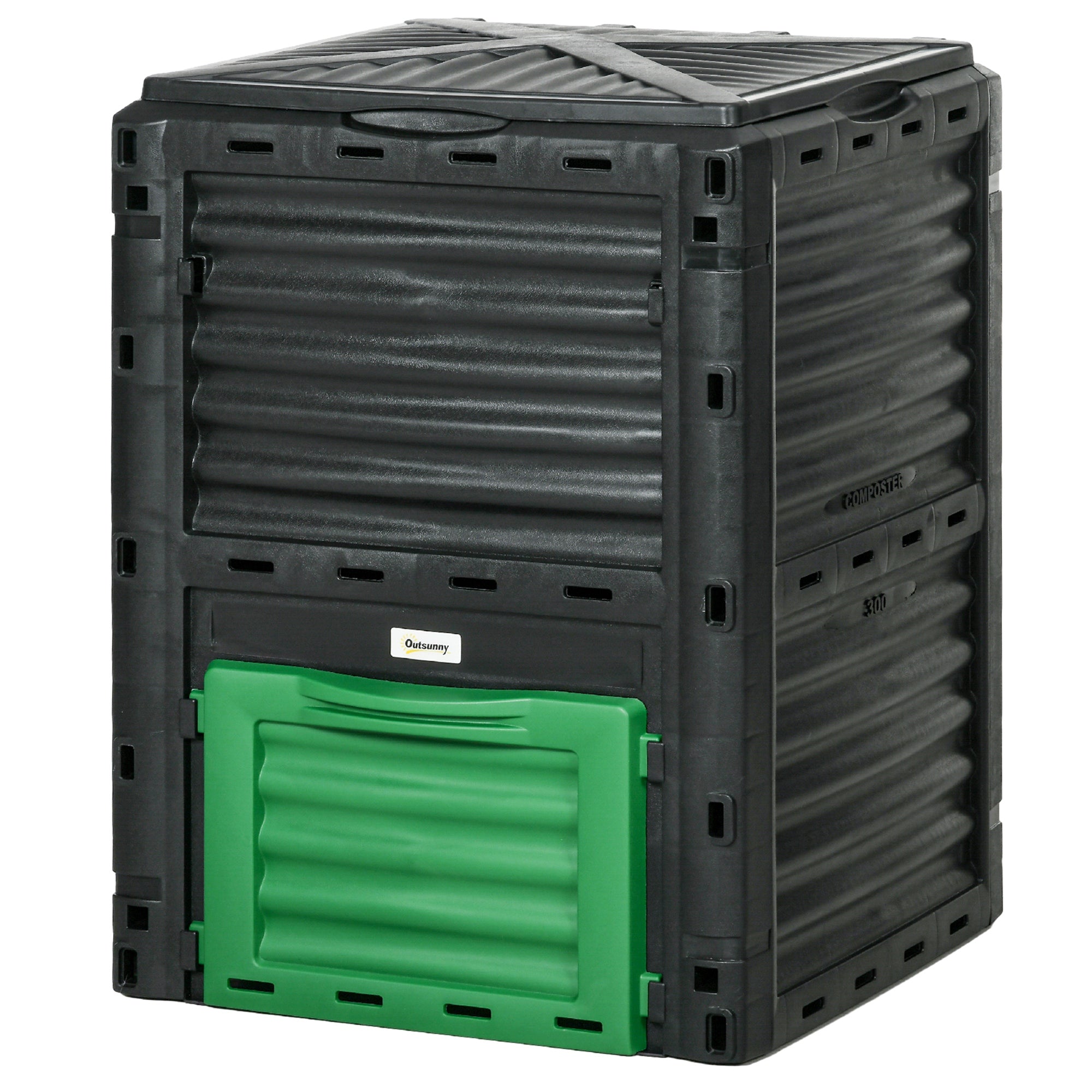 Outsunny Outdoor Compost Bin Garden Container, Fast Creation of Fertile Soil Aerating Compost Box, 80 Gallon, Green