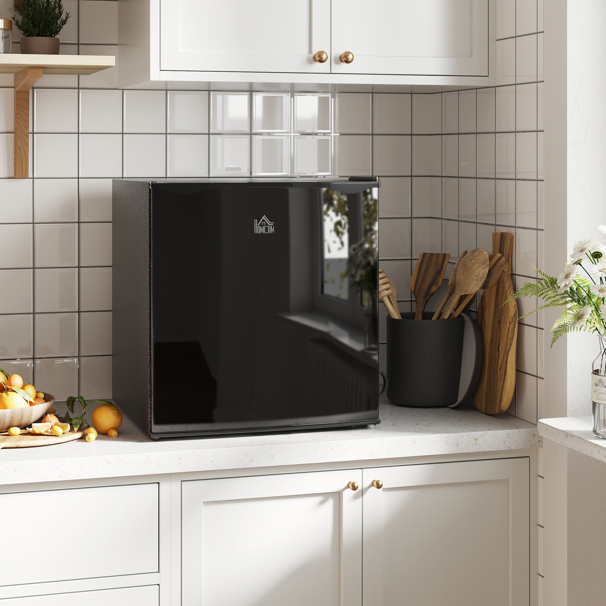 HOMCOM 1.1 Cu. Ft. Mini Freezer, Compact Upright Freezer with Reversible Door, Removable Shelf, Adjustable Temperature, Black