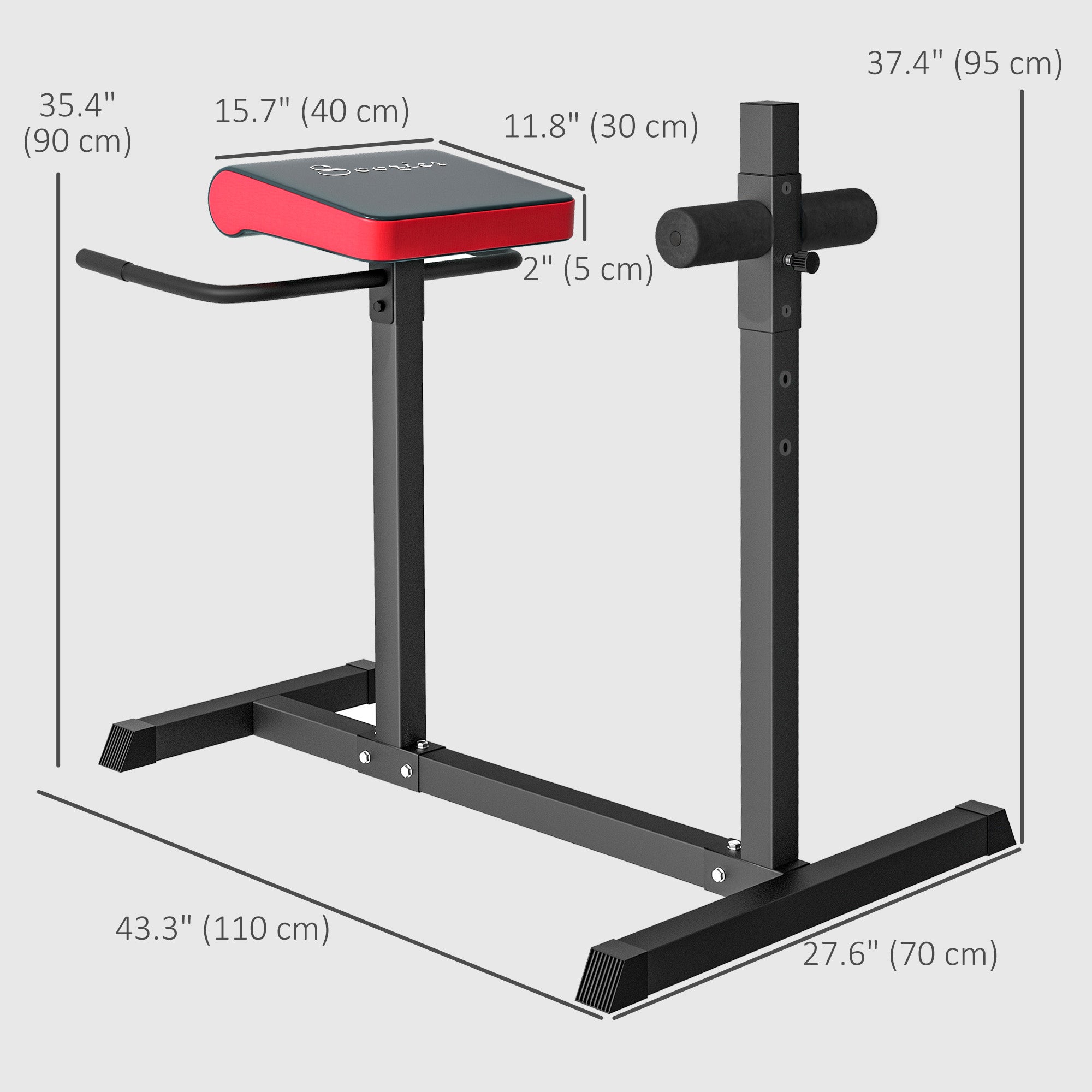 Soozier Back Extension Roman Chair, Hyperextension Bench with Adjustable Leg Roller for Back, Abdominal and Gluteal Training