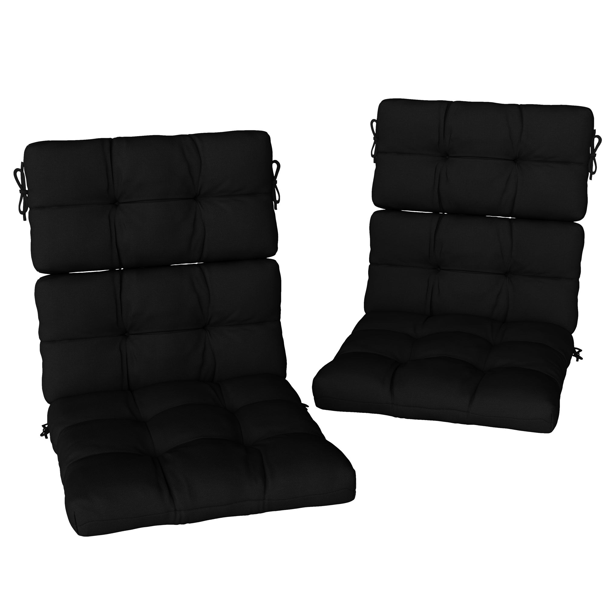 Outsunny 2-Piece Back Seat Cushion Replacement, Outdoor Patio Chair Cushions Set with Ties, Button Tufted, Black