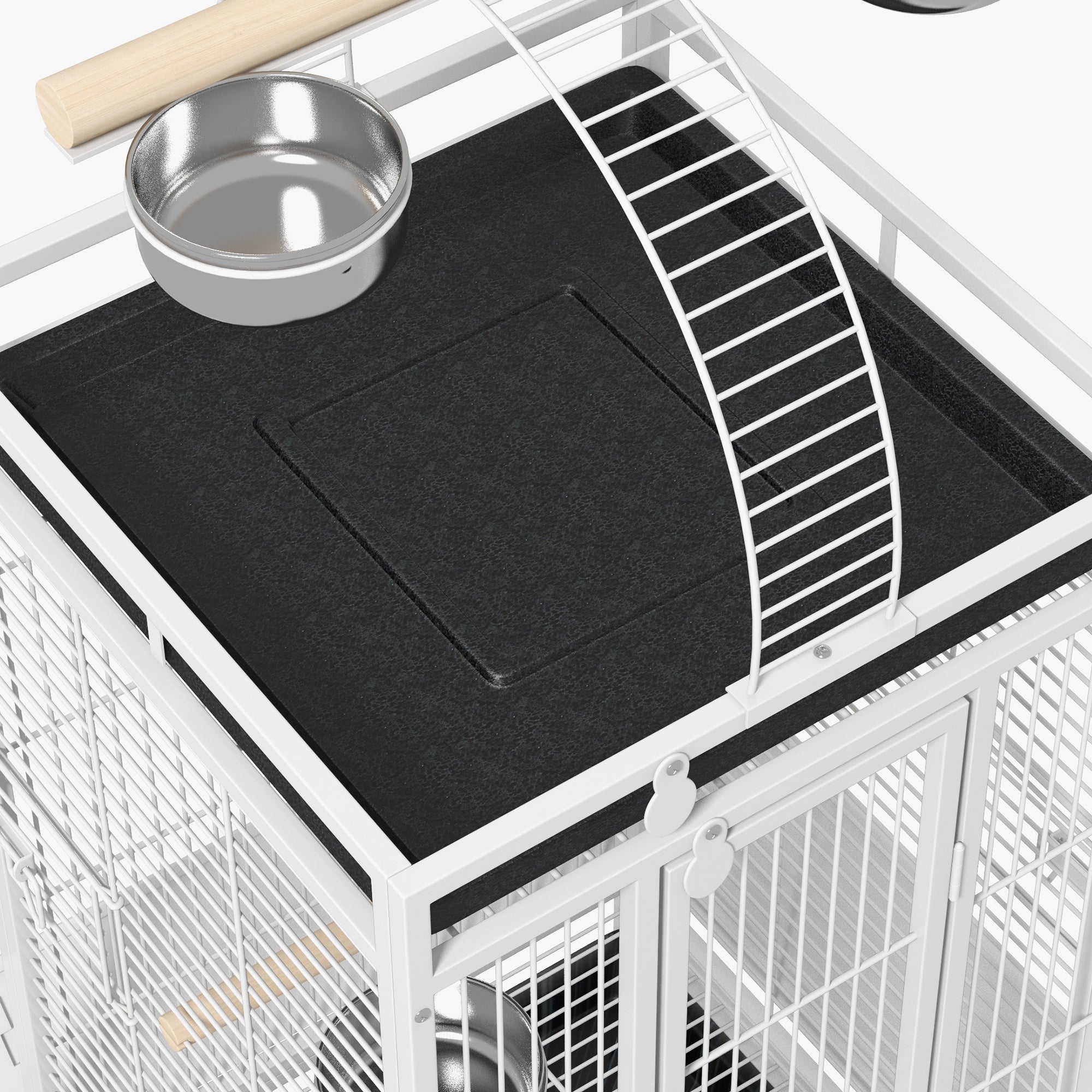 PawHut 61.5 Inch Bird Cage Parakeet House for Cockatiel with Stand, Pull Out Tray, Play Top, Storage Shelf, Wood Perch, Food Container
