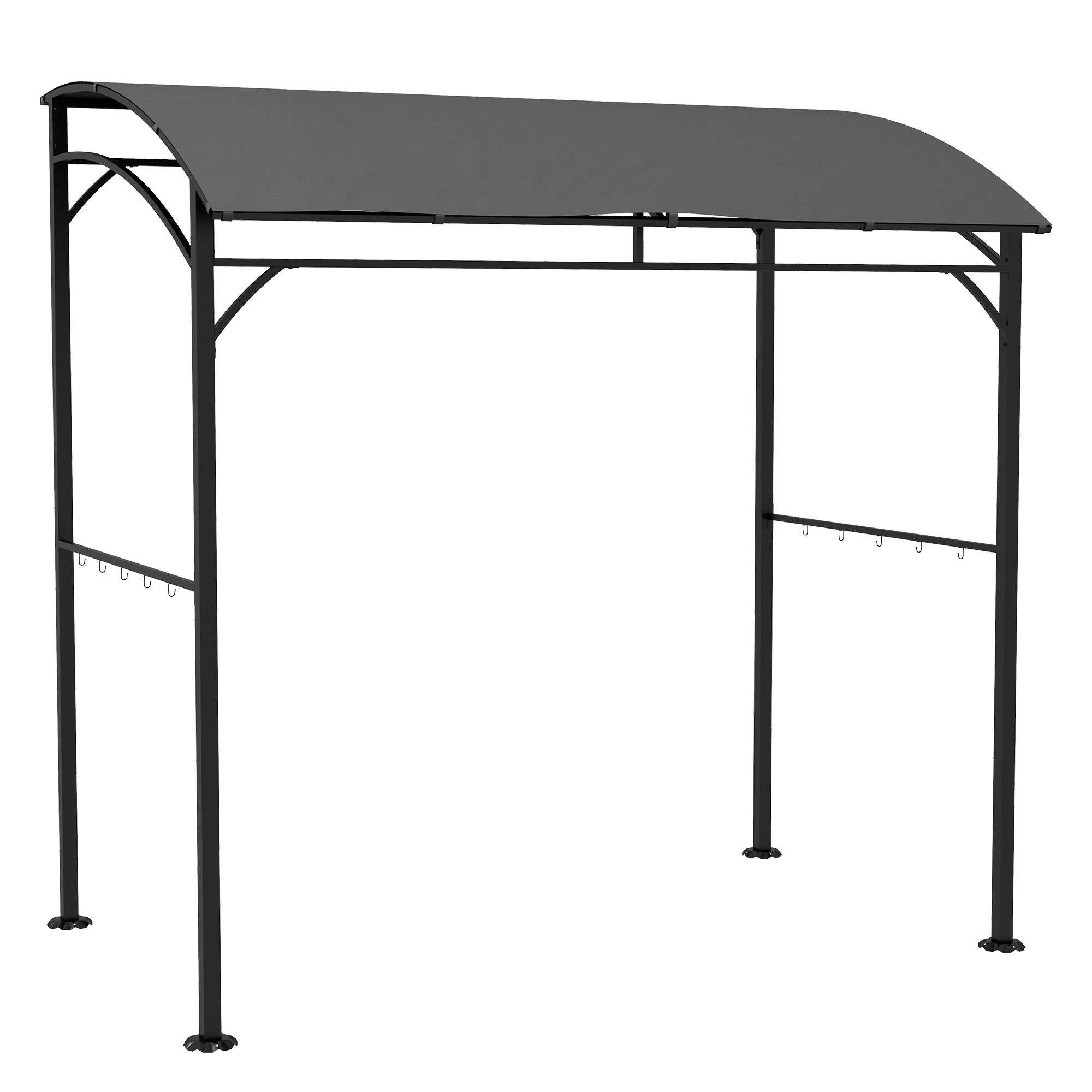 Outsunny 7' x 5' Garden Grill Canopy, BBQ Grill Gazebo Tent with Steel Frame and Hooks, Outdoor Sun Shade, Charcoal Grey