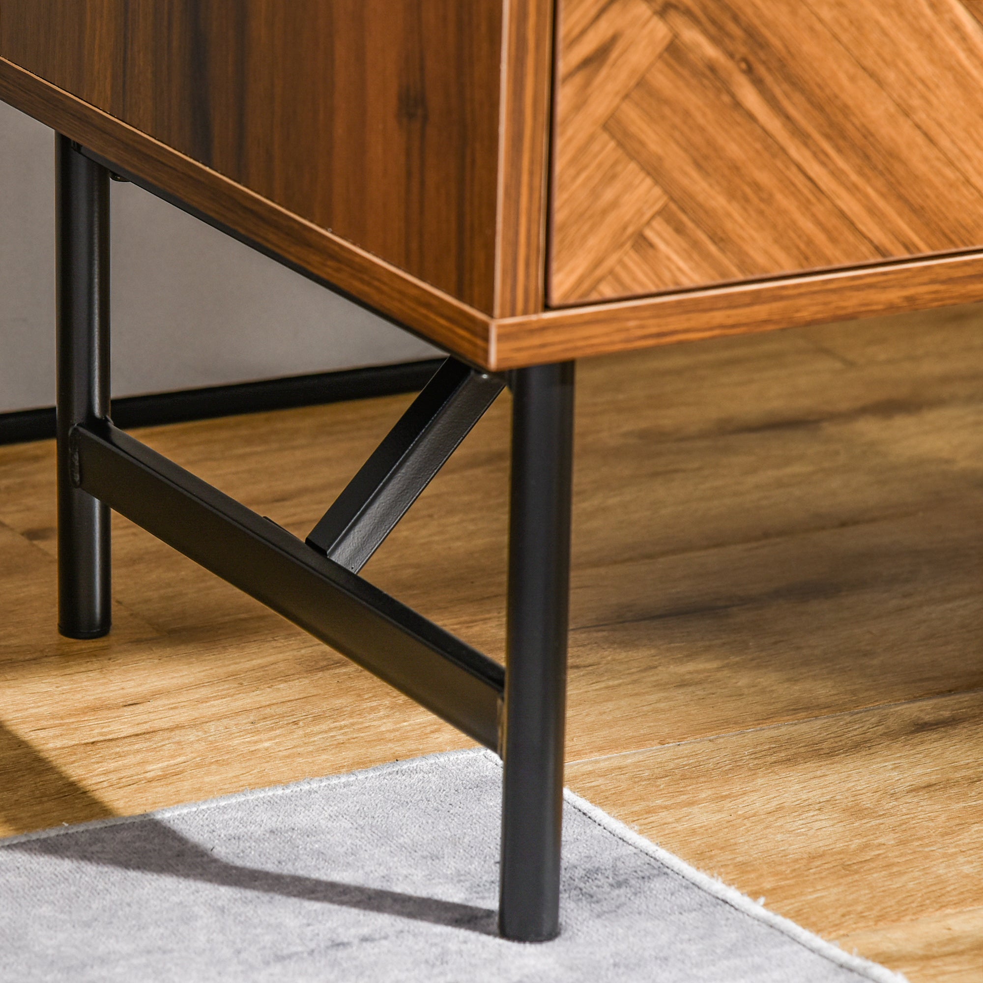 HOMCOM Bedside Table, Nightstand for Bedroom, End Side Table Dresser Storage with 2 Drawers, Walnut Brown