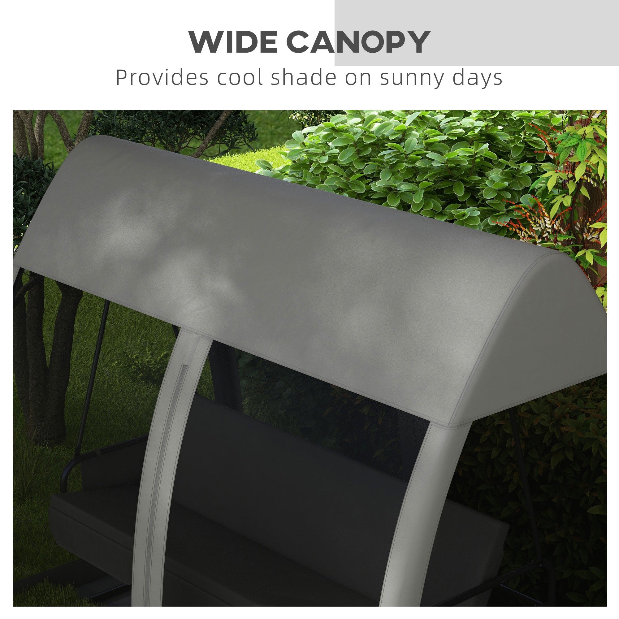 Outsunny 3-Seater Outdoor Swing Chair Chaise Lounger Bed Garden Hammock with Steel Stand, Canopy Netting Walls, Dark Grey