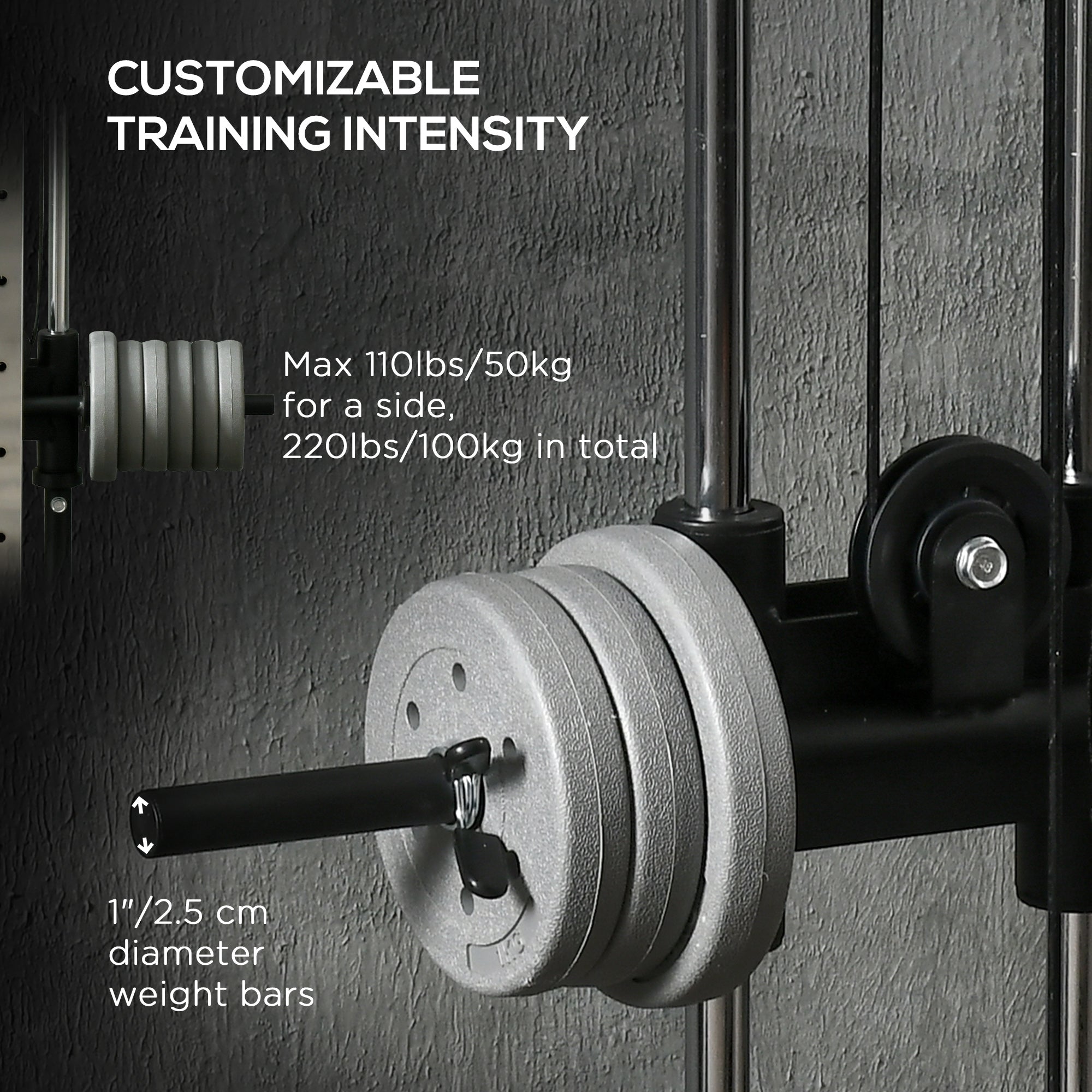 Soozier Wall Mount Cable Station, 15 Positions Adjustable Dual Pulley Machine Cable Crossover Machine for Home Gym