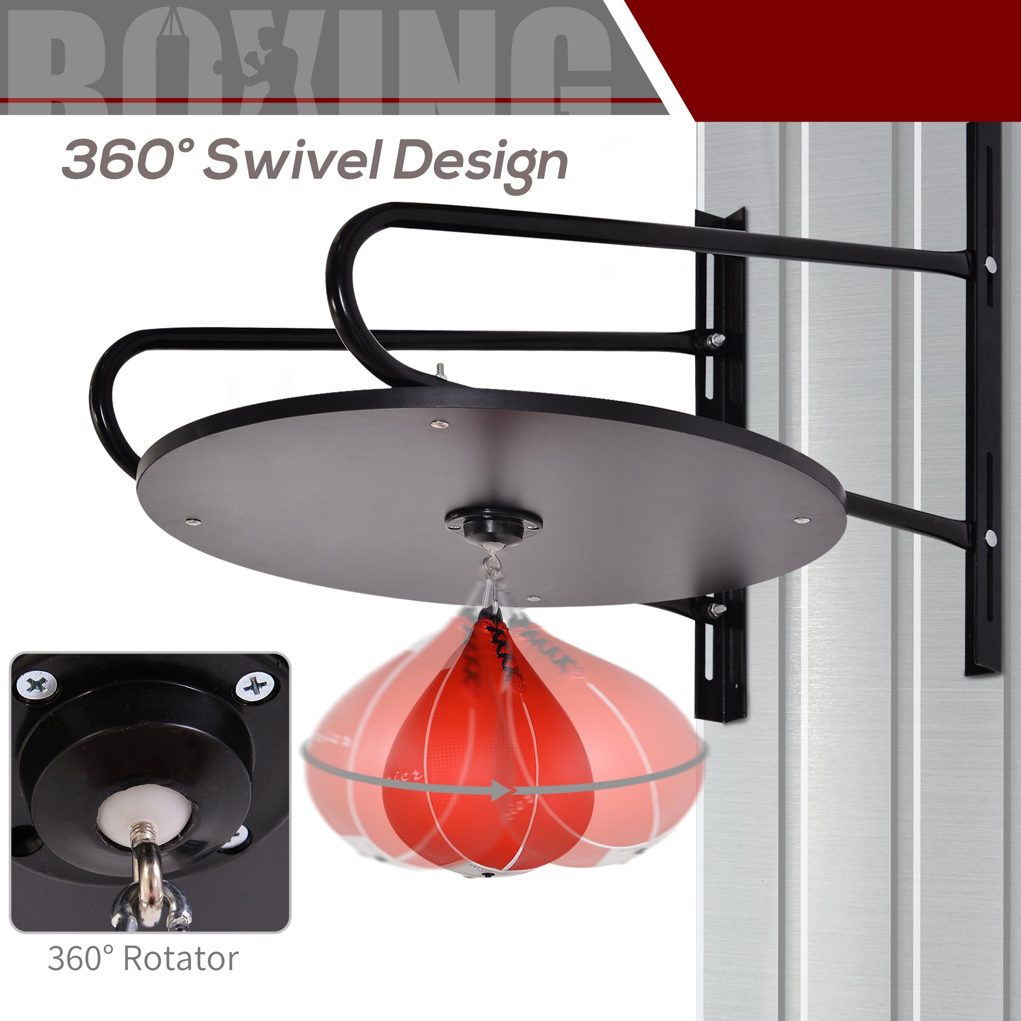 Soozier Wall-mounted Speed Bag Boxing Platform with Adjustable Height