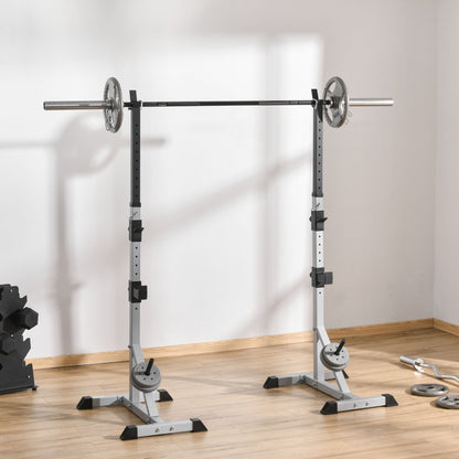 Soozier 2-Piece Barbell Rack, 53.5"-69.3" Height Adjustable Squat Rack Bench Press Rack, 440LBS Capacity