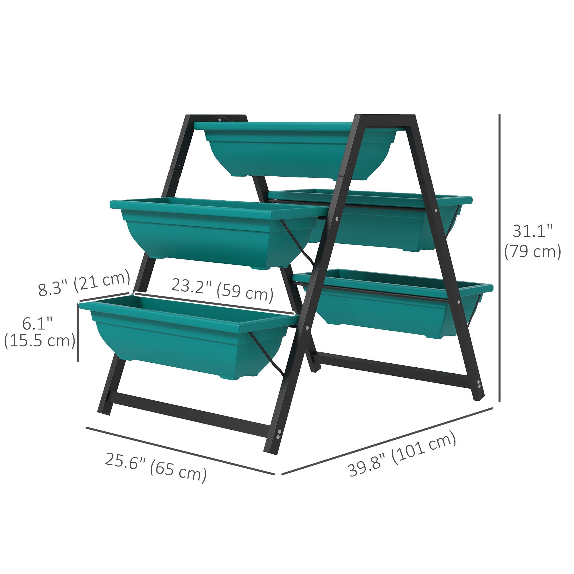 Outsunny 3-Tier Vertical Raised Garden Planter with 5 Boxes, Outdoor Plant Stand Grow Container for Vegetable Flowers