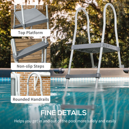 Outsunny 70" Above Ground Pool Ladder for 48" Pool Wall Height, Grey