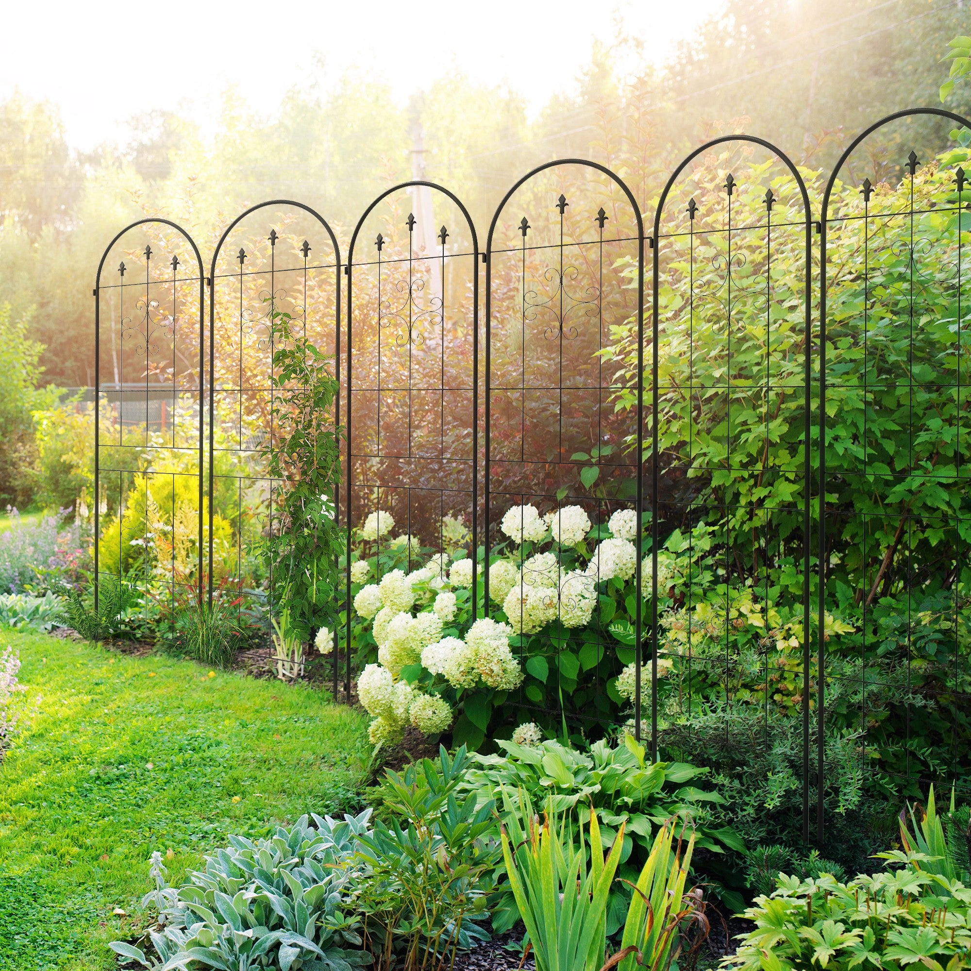 Outsunny Metal Trellis Set of 6, Garden Trellis for Climbing Plants Support Frames, Arrow Design