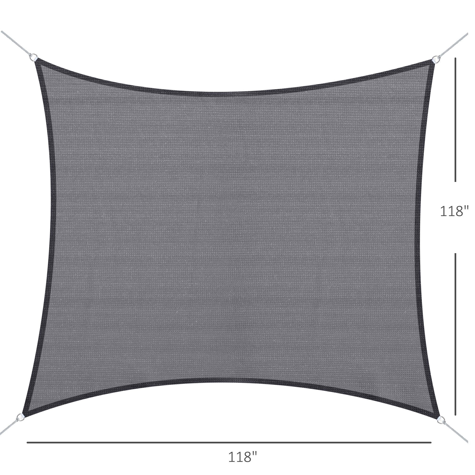 Outsunny 10ft x10ft Square Canopy Sun Sail Shade Garden Cover UV Protector Outdoor Patio Lawn Shelter with Carrying Bag Grey