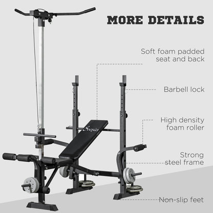 Soozier Adjustable Weight Bench with Pulley System for Home Gym Full Body Workout