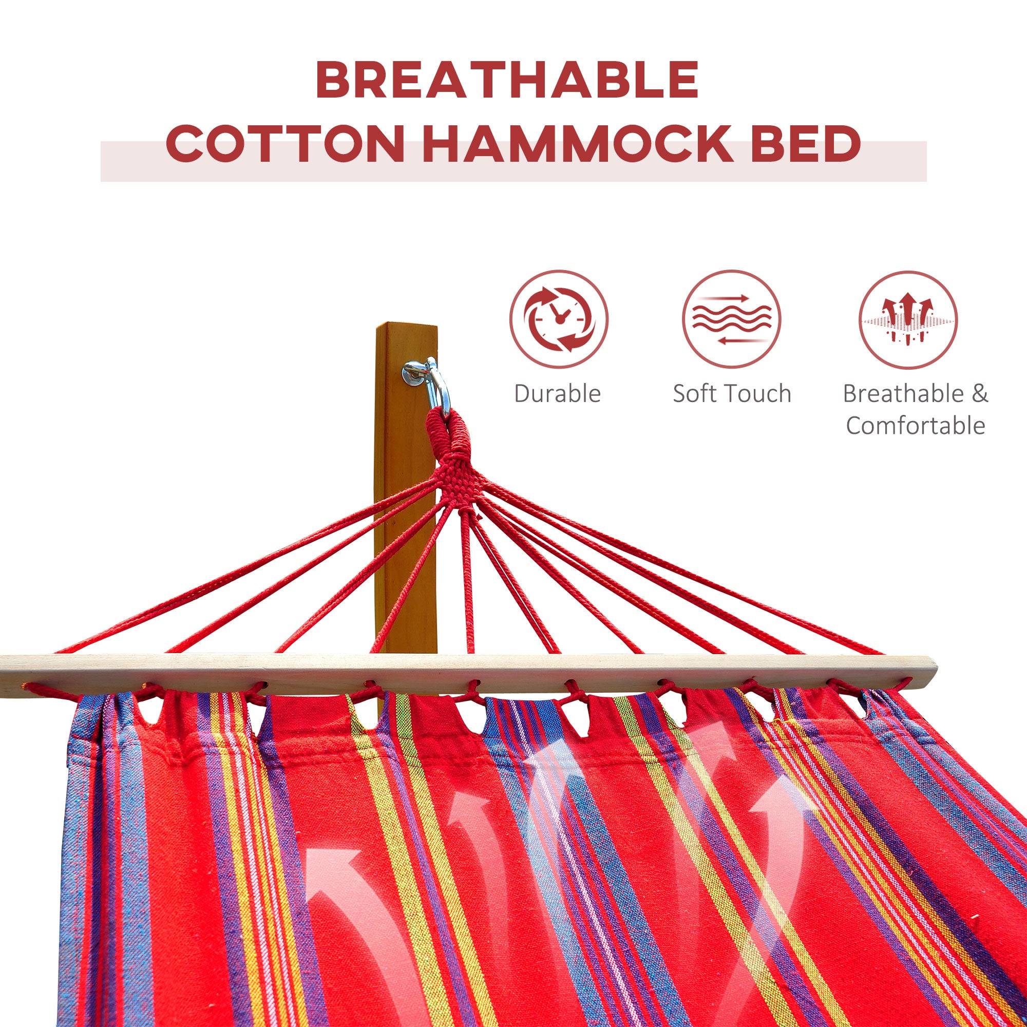 Outsunny 10' Outdoor Swing Hammock, Hammock with Wood Stand Rainbow Bed, Heavy Duty Roman Arc Hammock for Patio, Backyard, Balcony, Porch, Multi Color