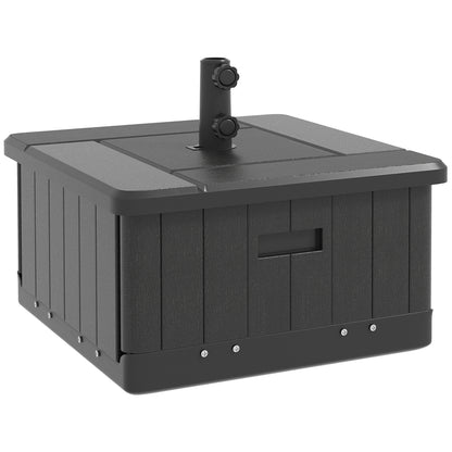 Outsunny 3-in-1 Outdoor Umbrella Base with Wheels and Handles, End Table, Flower Box Planter with Hole, 176 lbs. Capacity, Black