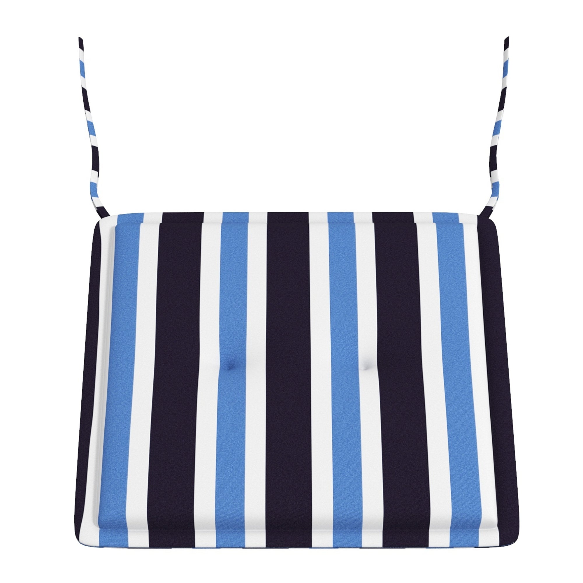 Outsunny 2-Piece Seat Cushion Replacement, Outdoor Patio Chair Cushions Set with Ties, Button Tufted, Blue White Strip