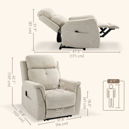 HOMCOM Manual Recliner Chair with Vibration Massage, Reclining Chair for Living Room with Side Pockets, Beige