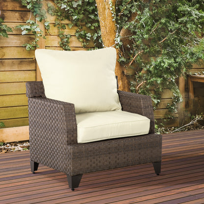 Outsunny Patio Chair Cushions, Thick Deep Seat Outdoor Seat Cushion with Back Cushion, Cream White