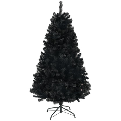 HOMCOM 6ft Artificial Christmas Trees with Auto Open and Steel Base, Black