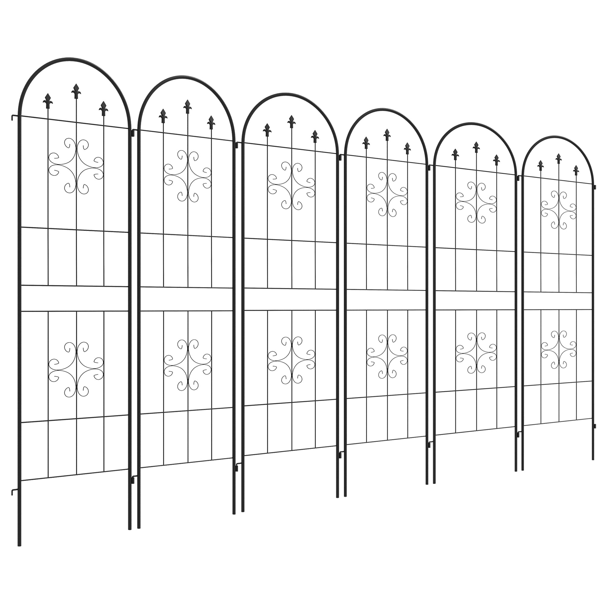 Outsunny Metal Trellis Set of 6, Garden Trellis for Climbing Plants Support Frames, Arrow Design