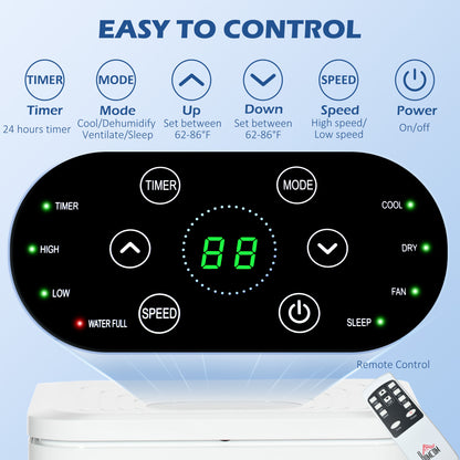 HOMCOM 8000 BTU Portable Air Conditioner with Cooling, Dehumidifier, Remote Control, 24-Hour Timer, Window Mount Kit, Cream