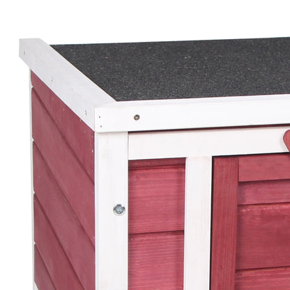 PawHut Wooden Rabbit Hutch Bunny Cage Outdoor Cat House Guinea Pig Cage Duck Shelter, Indoor Outdoor Use, 20"x16.5"x17", Red