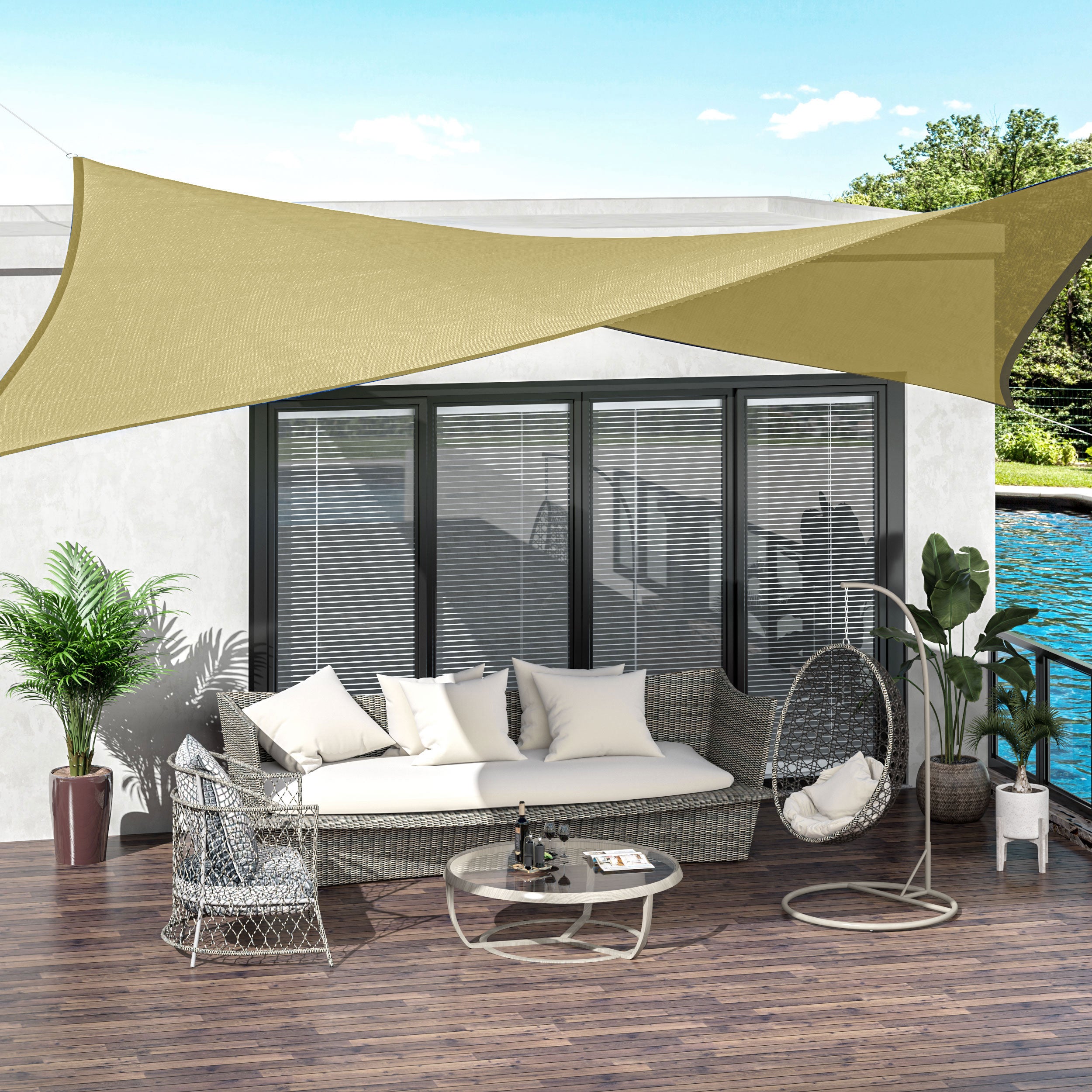 Outsunny Square 12’ Canopy Sun Sail Shade Garden Cover UV Protector Outdoor Patio Lawn Shelter with Carrying Bag Sand
