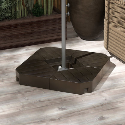 Outsunny Offset Umbrella Base Outdoor Umbrella Weights, 132 lb. Capacity Water or 176 lb. Capacity Sand, Brown