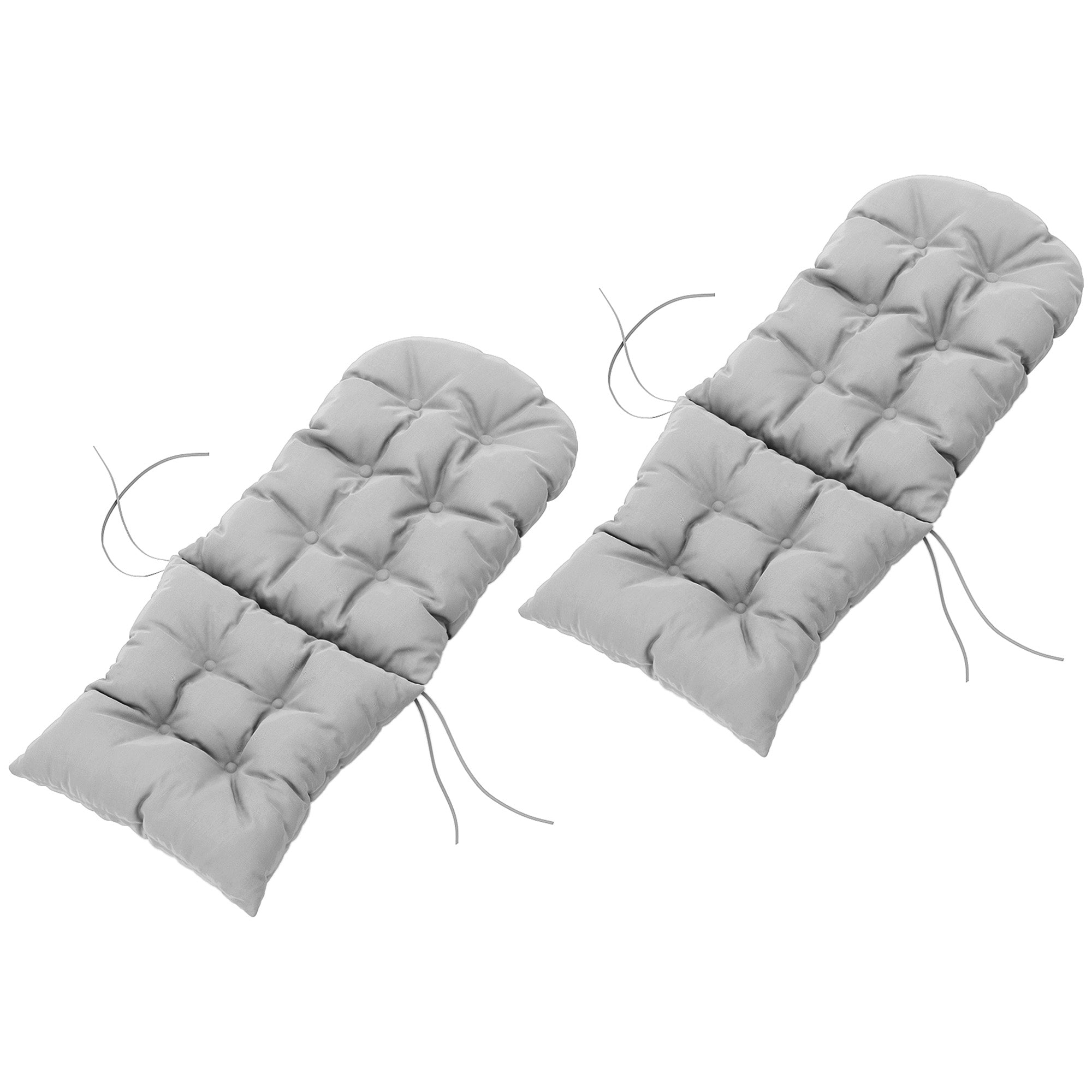 Outsunny Adirondack Chair Cushions Set of 2 with Ties, Light Grey